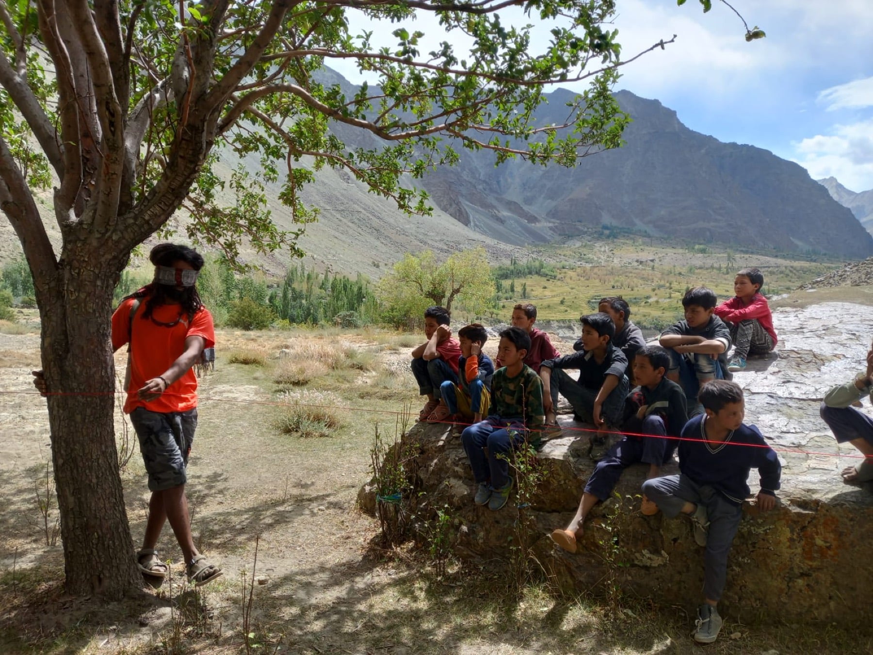 Grades 6 to 8 students outdoors