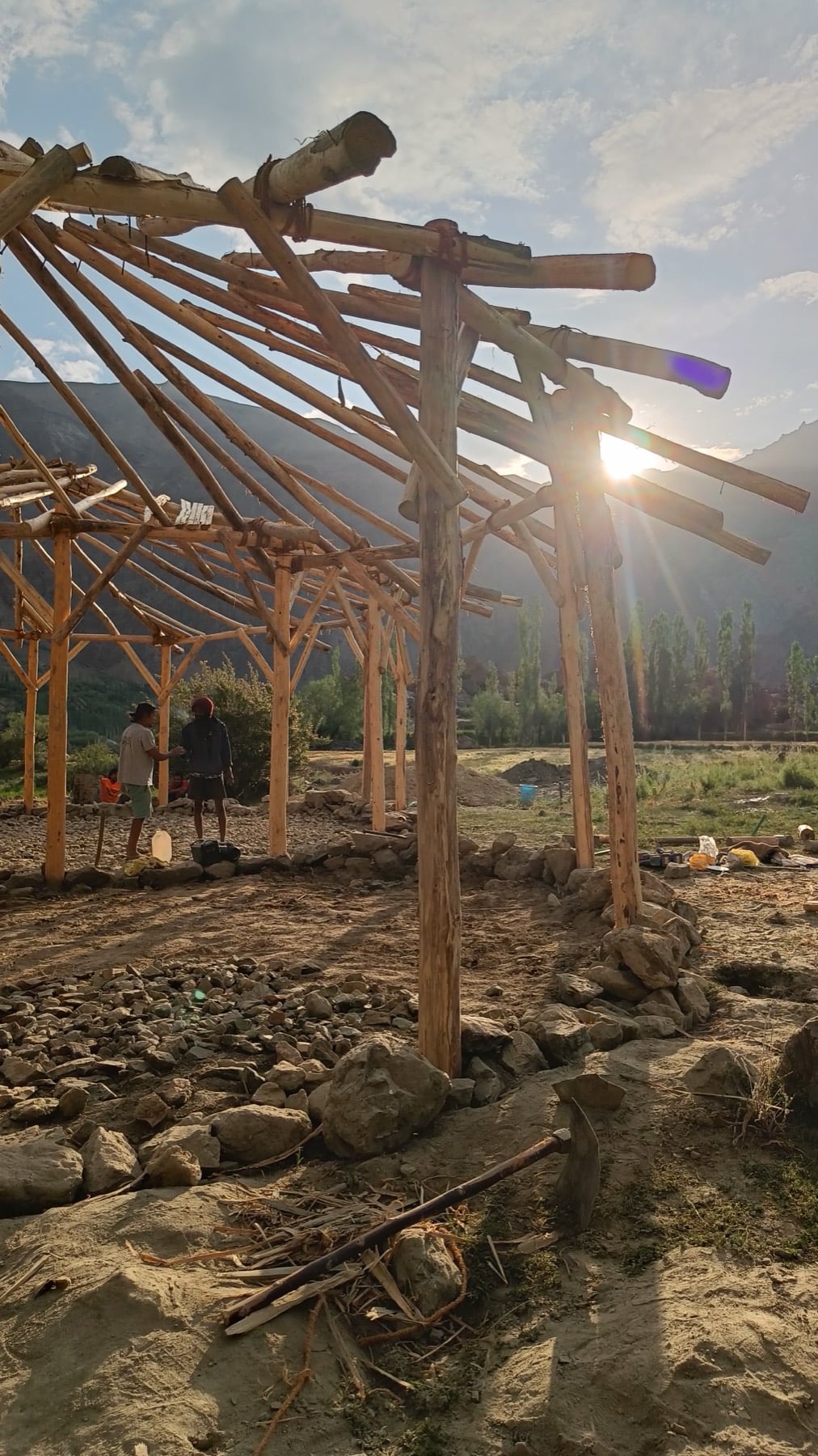 Timber and bamboo frame rising
