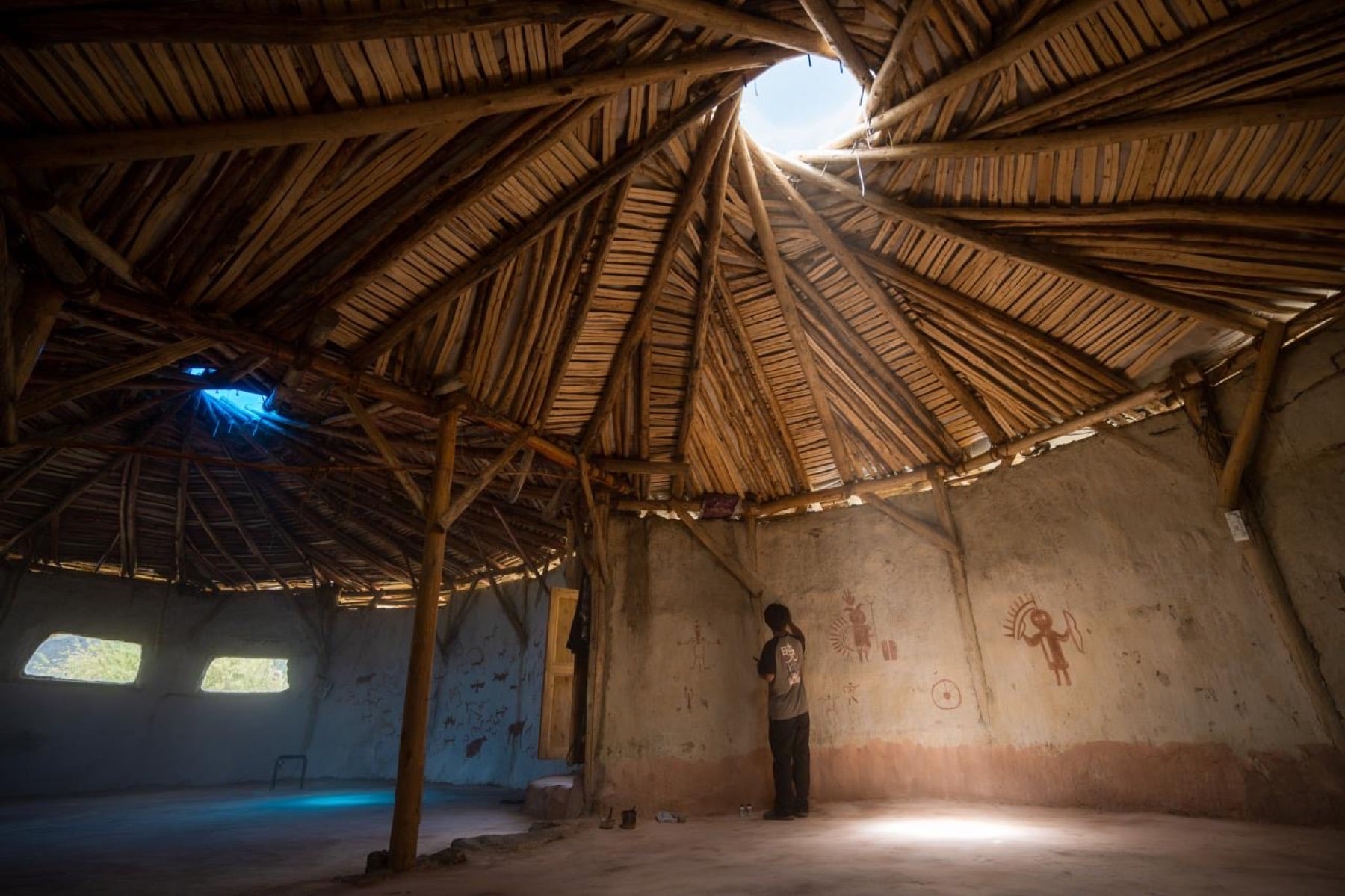 Inside a finished round earthen building