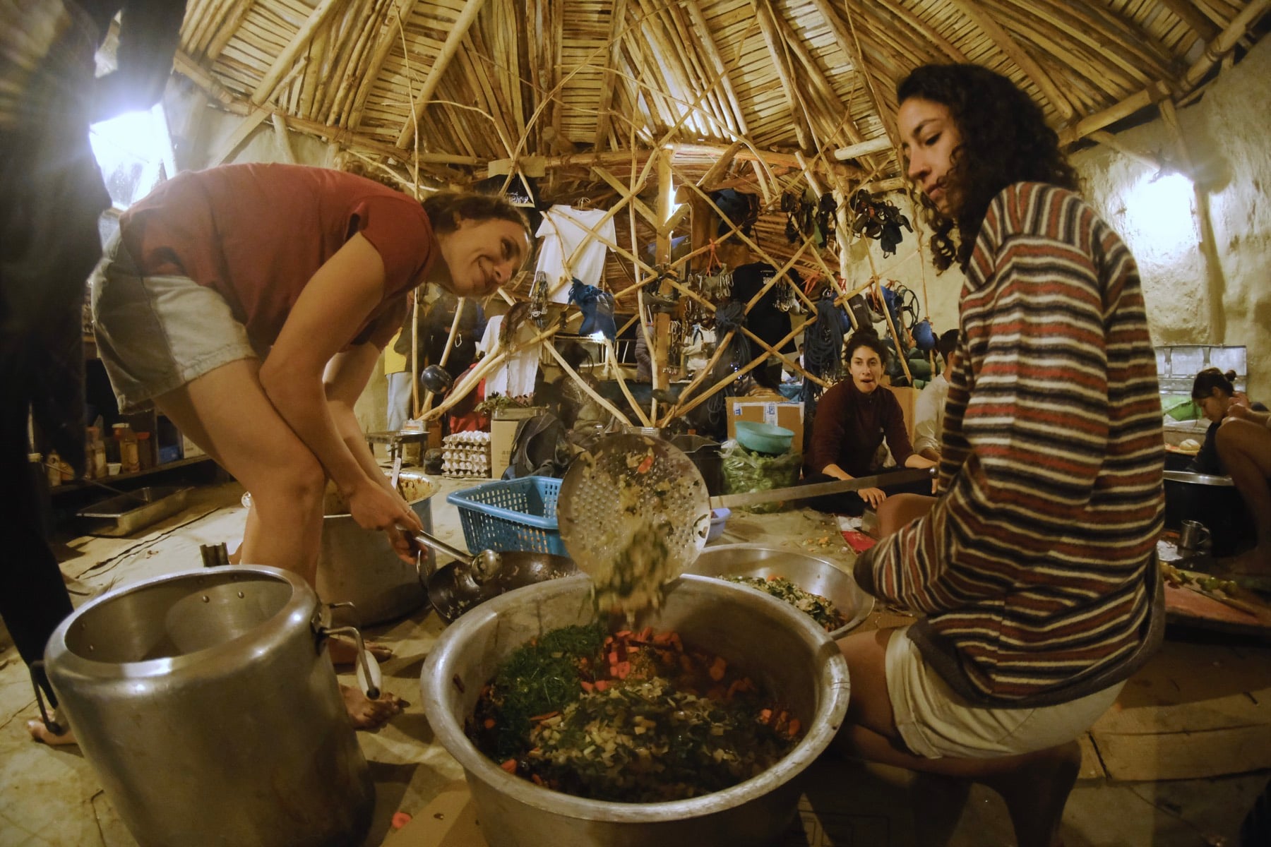 Cooking together in the community kitchen